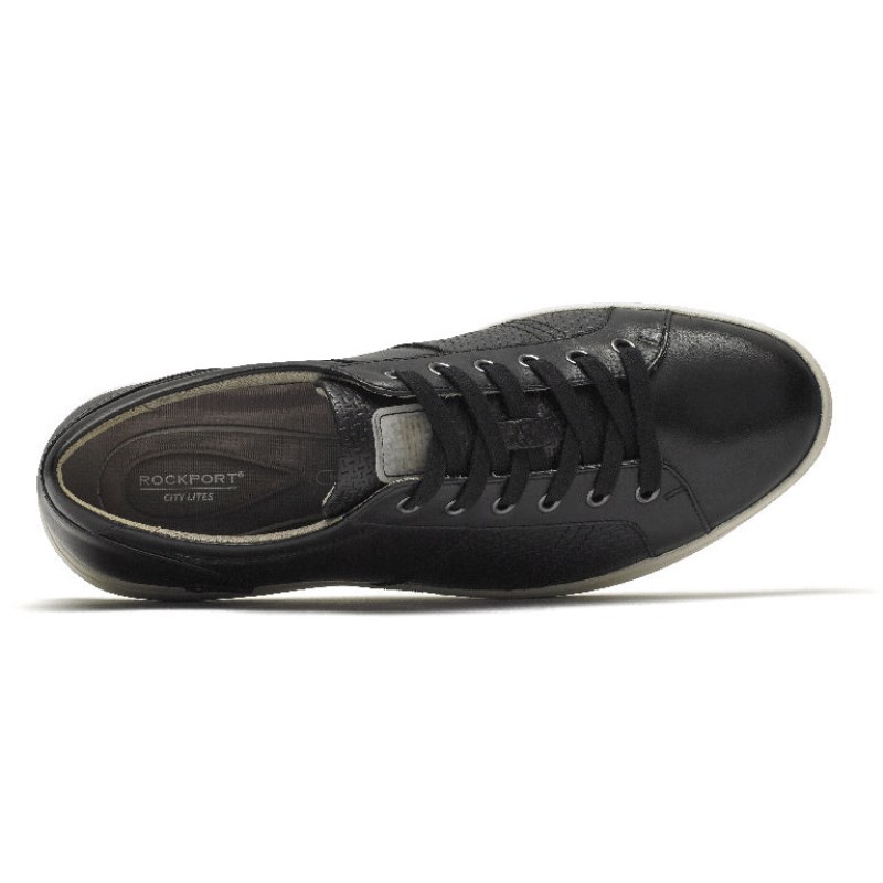 Men Rockport Colle Tie Classic Sneakers Black USA | ID1-24932