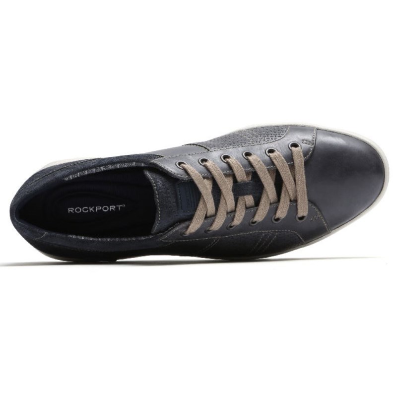 Men Rockport Colle Tie Sneakers Blue/Grey USA | NJ4-03590