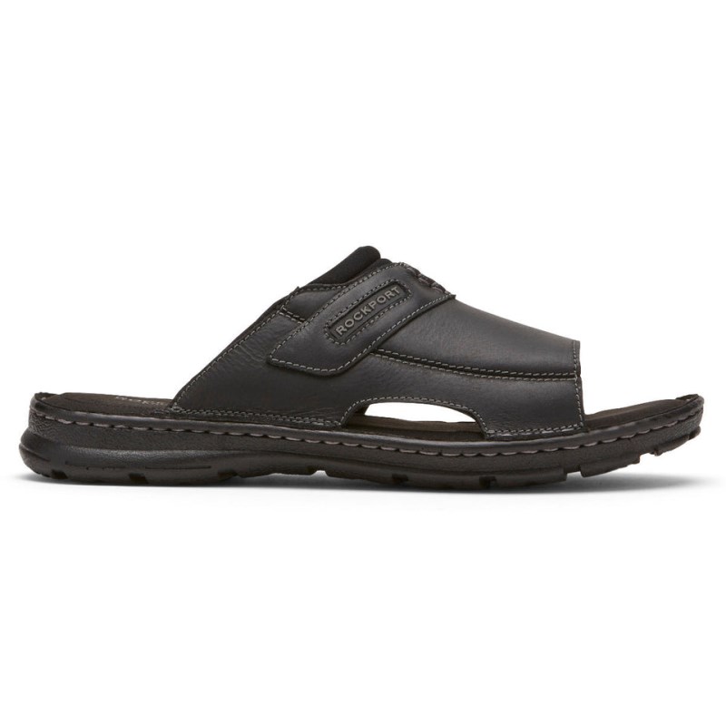 Men Rockport Darwyn 2 Slides Black USA | SR8-47624