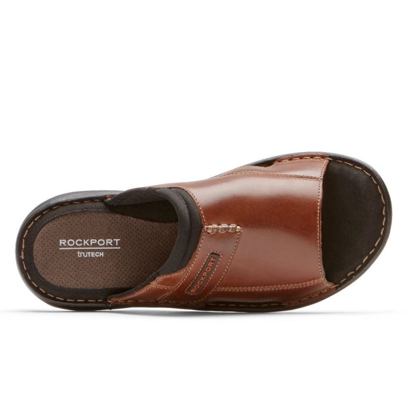 Men Rockport Darwyn 2 Slides Brown USA | GA0-38833