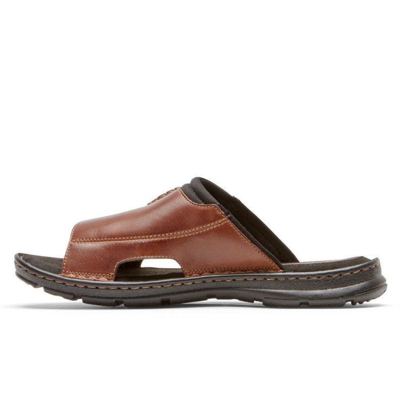 Men Rockport Darwyn 2 Slides Brown USA | GA0-38833