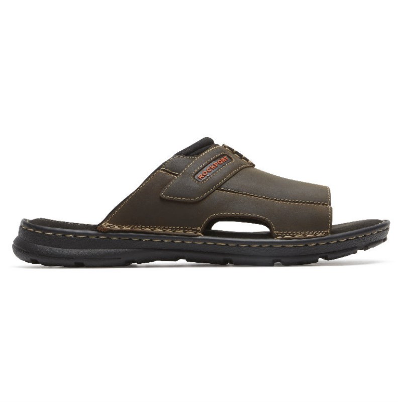 Men Rockport Darwyn 2 Slides Brown USA | RH8-89728