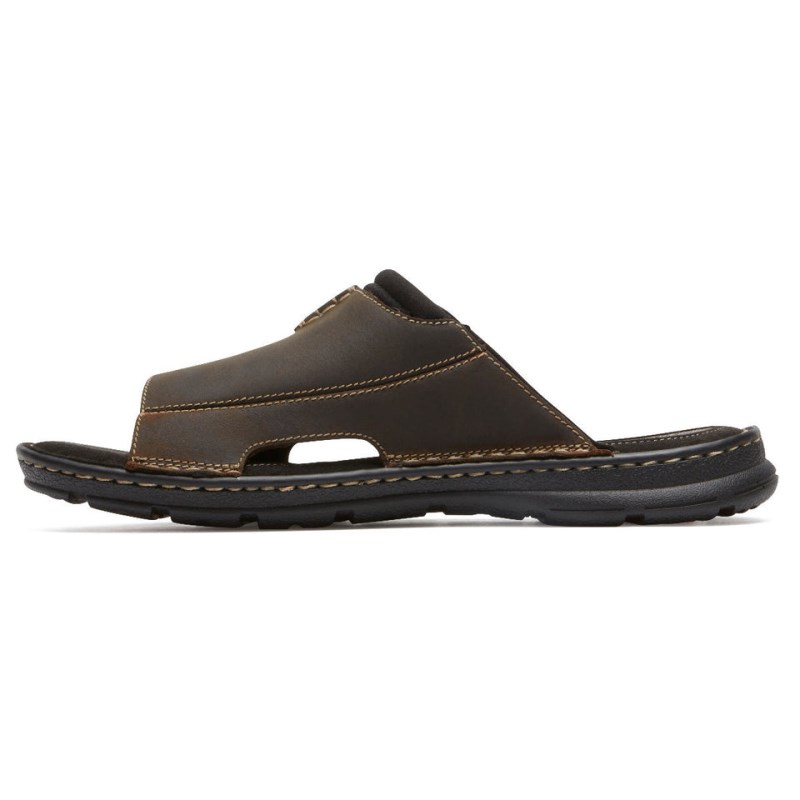 Men Rockport Darwyn 2 Slides Brown USA | RH8-89728