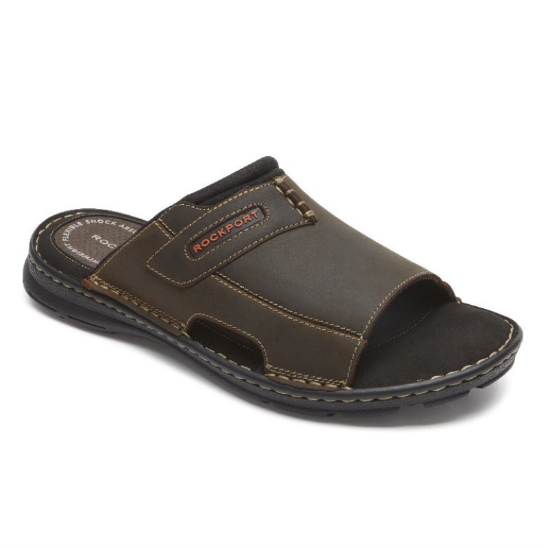 Men Rockport Darwyn 2 Slides Brown USA | RH8-89728