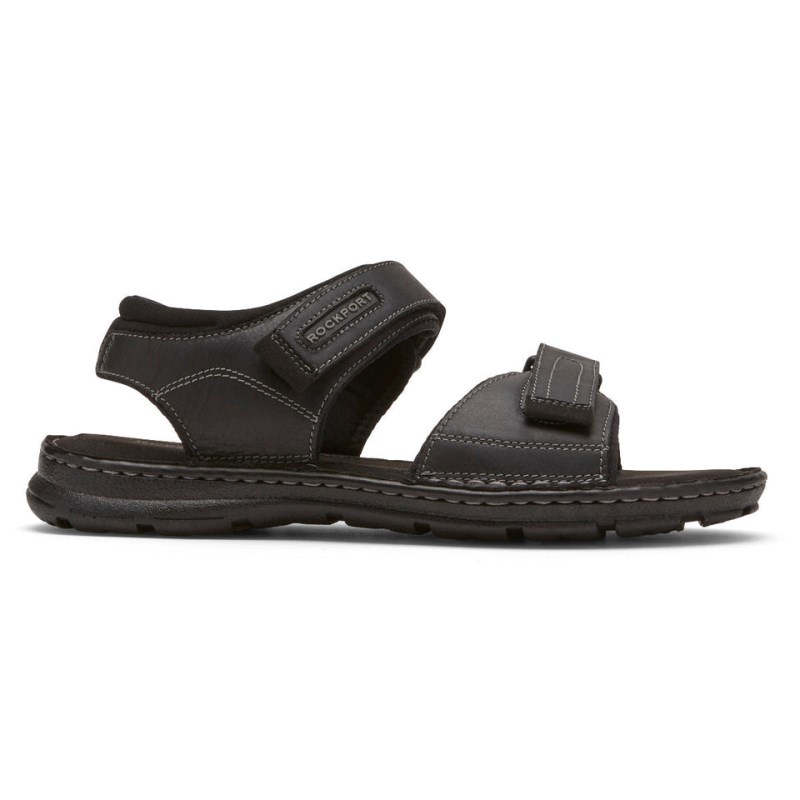 Men Rockport Darwyn Quarter-Strap Sandals Black USA | WS1-22322