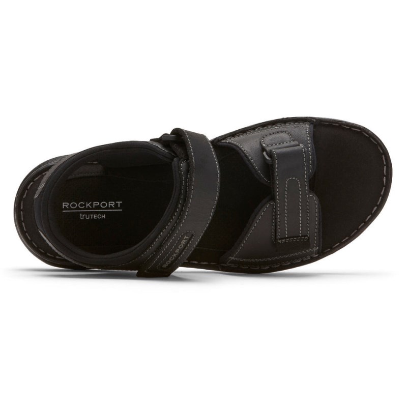 Men Rockport Darwyn Quarter-Strap Sandals Black USA | WS1-22322