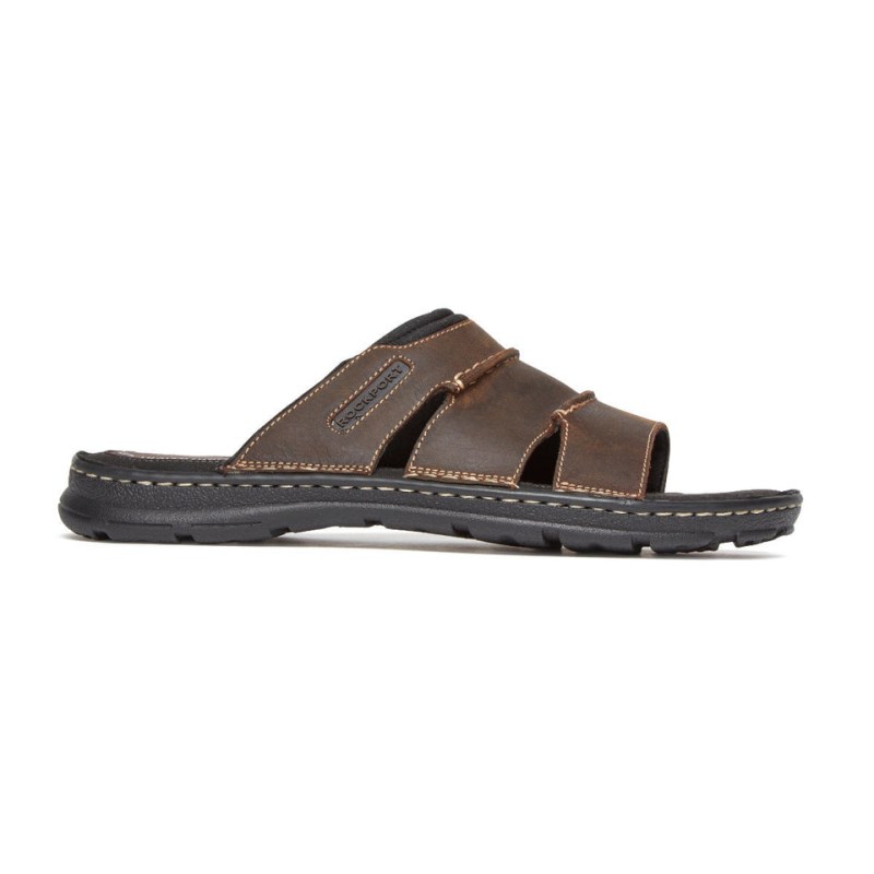 Men Rockport Darwyn Slides Brown USA | UP0-11651