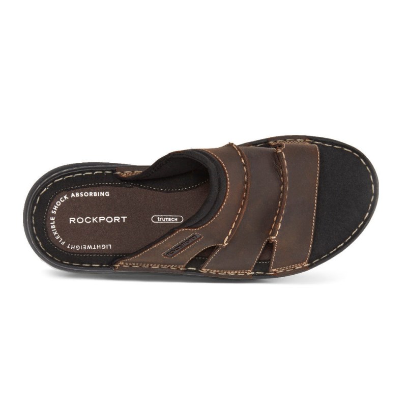 Men Rockport Darwyn Slides Brown USA | UP0-11651