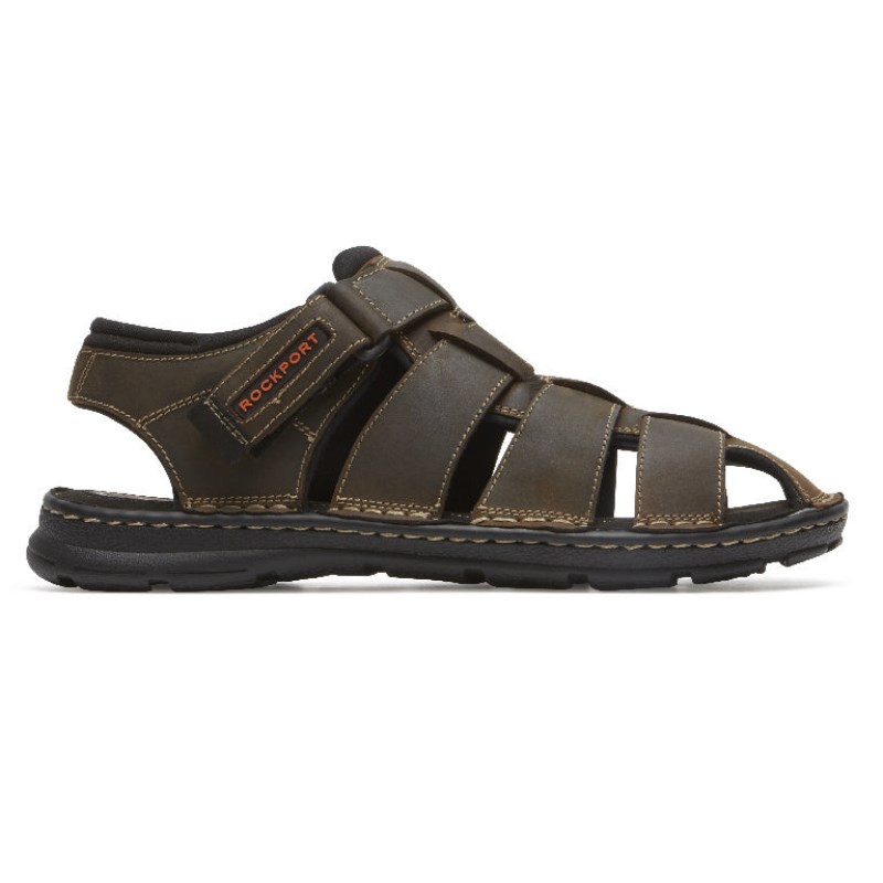 Men Rockport Darwyn Slingback Fisherman Sandals Brown USA | GN6-98939