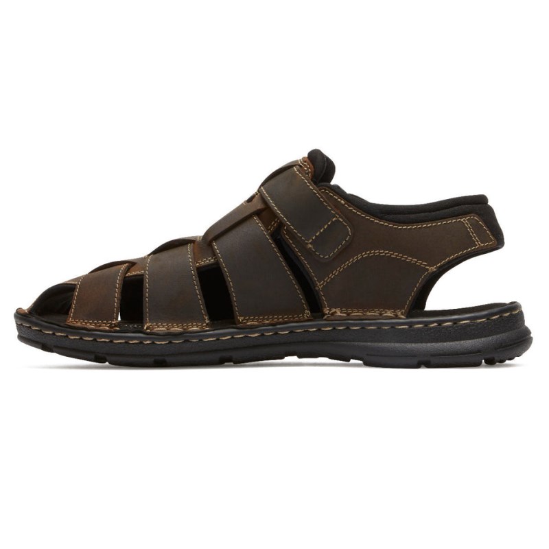 Men Rockport Darwyn Slingback Fisherman Sandals Brown USA | GN6-98939