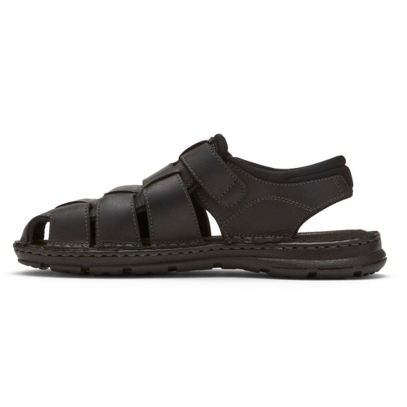 Men Rockport Darwyn Slingback Fisherman Sandals Black USA | OO0-20912