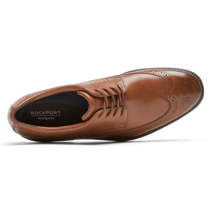 Men Rockport DresSports Plus Wingtip Oxford Shoes Brown USA | DH2-78607