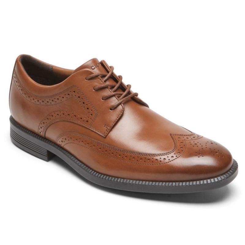 Men Rockport DresSports Plus Wingtip Oxford Shoes Brown USA | DH2-78607