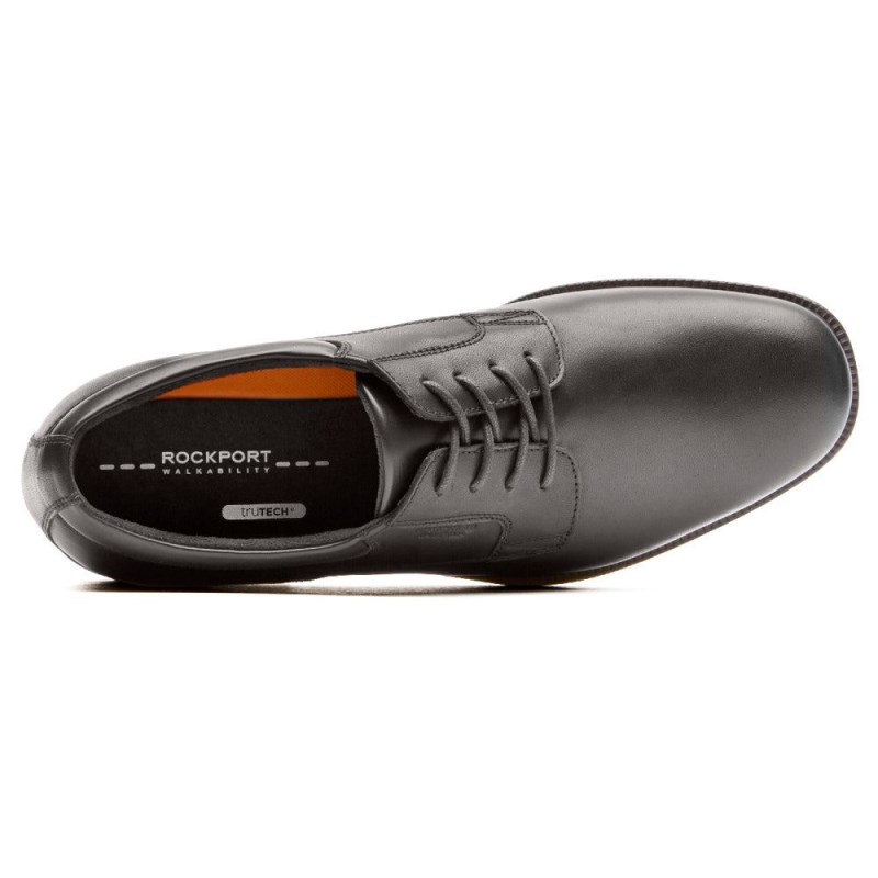 Men Rockport Essential Details Waterproof Plain Toe Oxford Shoes Black USA | JK4-77227