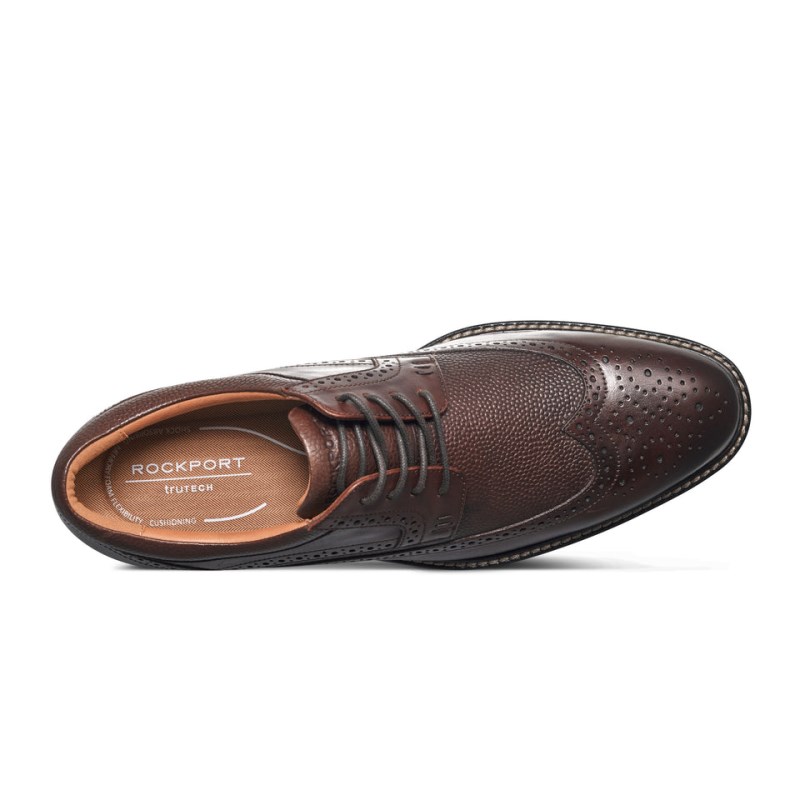 Men Rockport Fallo Dress Lace-up Almond Toe Oxford Shoes Dark Brown USA | AH1-52365