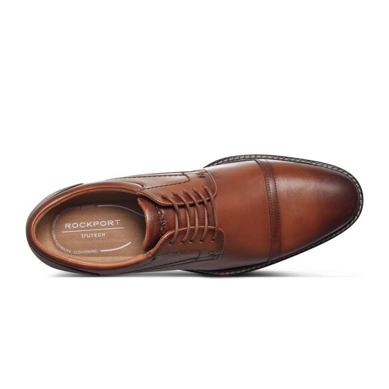 Men Rockport Findlay Dress Lace-up Almond Toe Oxford Shoes Dark Red USA | IK8-76567