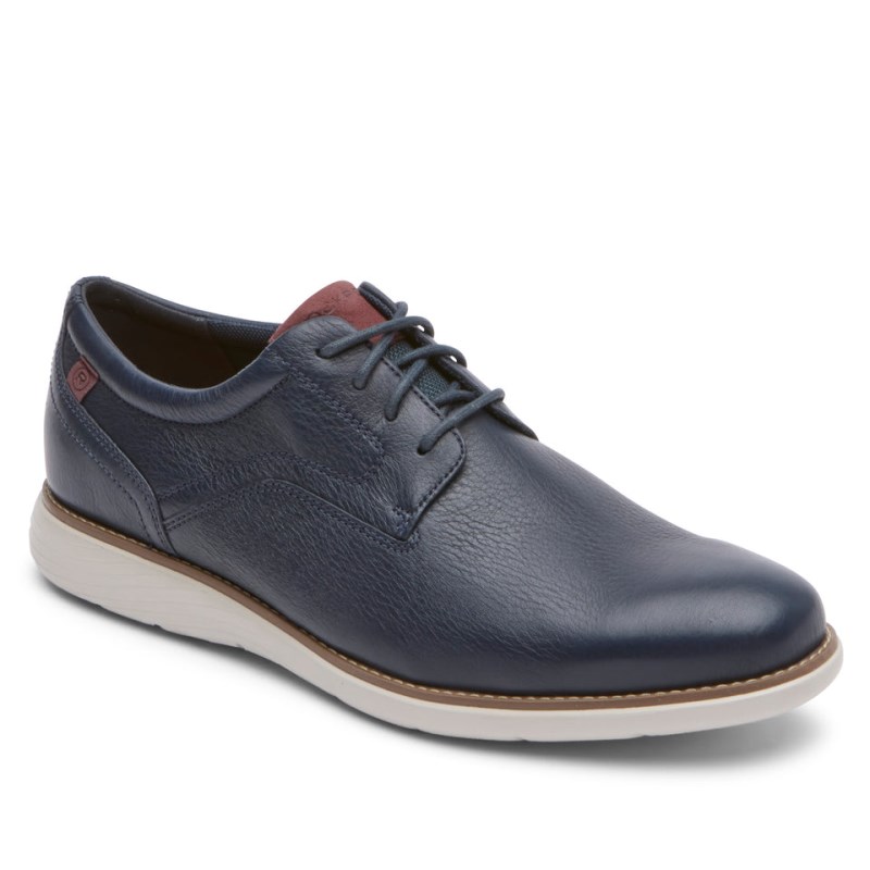 Men Rockport Garett Plain Toe Oxford Shoes Navy USA | UV5-73997