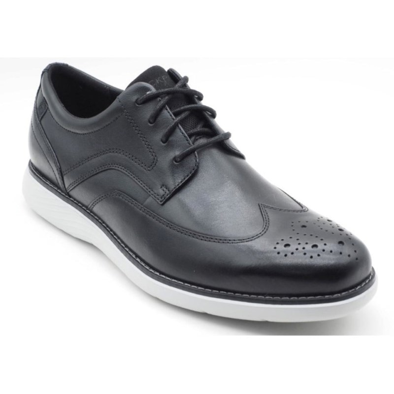 Men Rockport Garett Wing Tip Oxford Shoes Black USA | DB7-17971