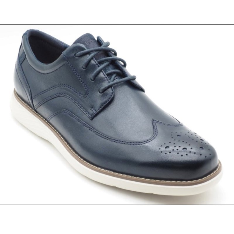 Men Rockport Garett Wing Tip Oxford Shoes Navy USA | IN0-75157