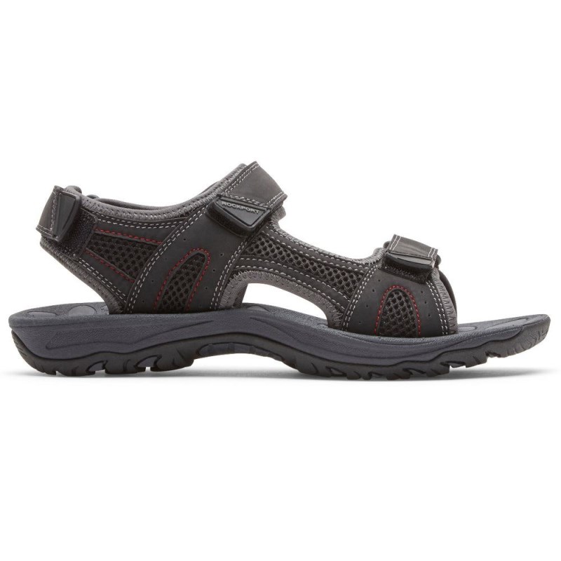 Men Rockport Hayes Quarter-Strap Sandals Black USA | QZ3-19671