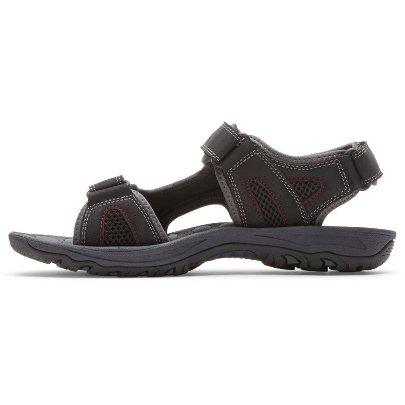 Men Rockport Hayes Quarter-Strap Sandals Black USA | QZ3-19671