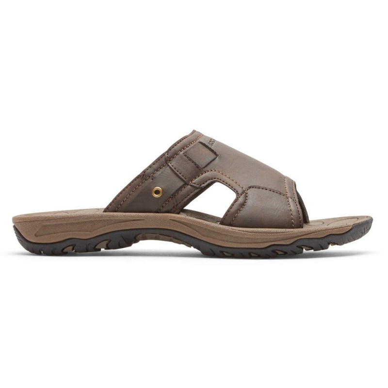 Men Rockport Hayes Slides Brown USA | EK6-43154