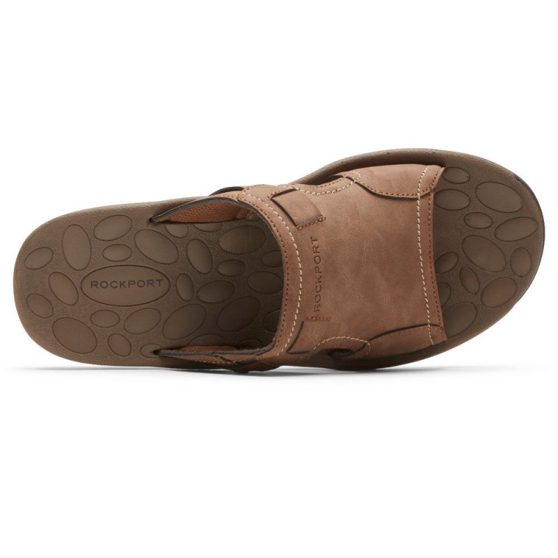 Men Rockport Hayes Slides Grey Brown USA | KA2-93779