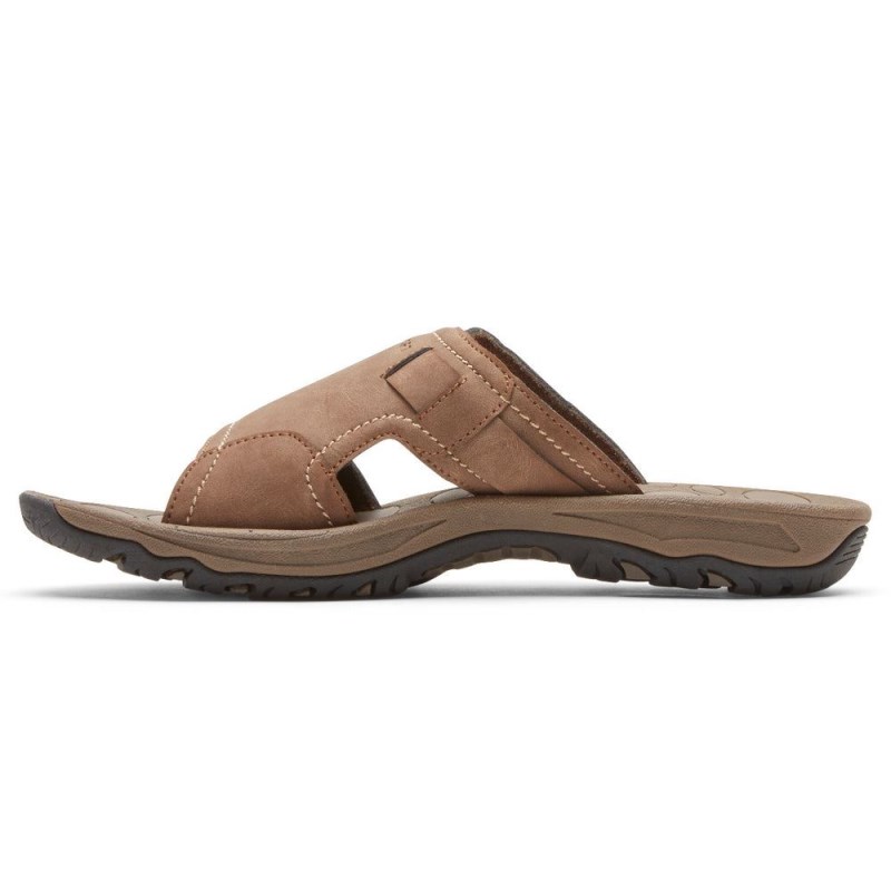 Men Rockport Hayes Slides Grey Brown USA | KA2-93779