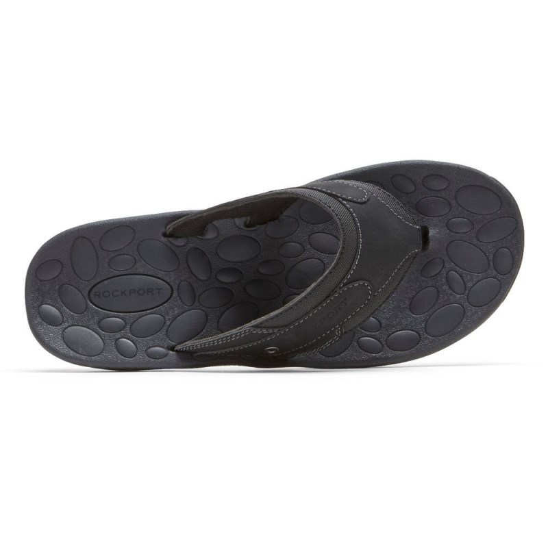 Men Rockport Hayes Thong Sandals Black USA | MQ1-60486