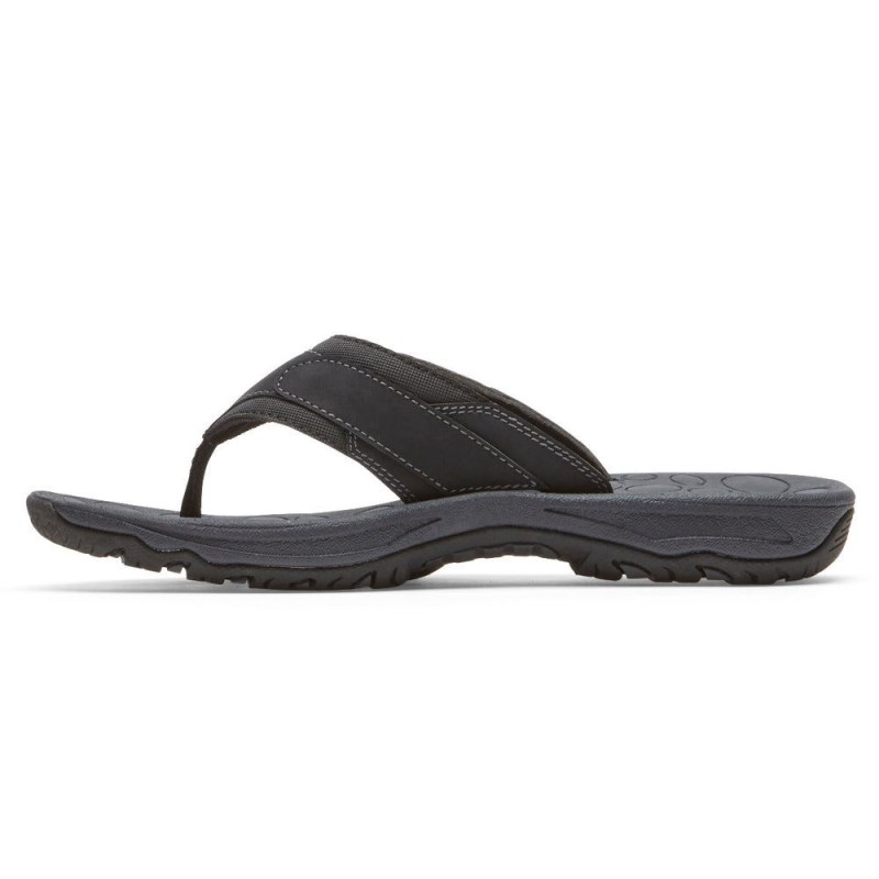 Men Rockport Hayes Thong Sandals Black USA | MQ1-60486