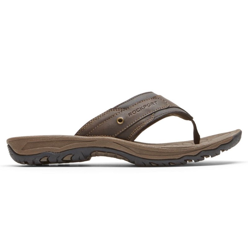 Men Rockport Hayes Thong Sandals Brown USA | FX0-36783