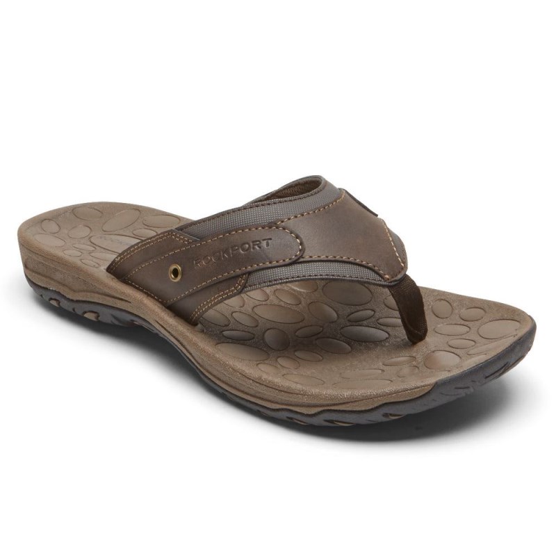 Men Rockport Hayes Thong Sandals Brown USA | FX0-36783