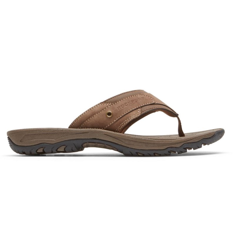 Men Rockport Hayes Thong Sandals Brown USA | VN5-55395