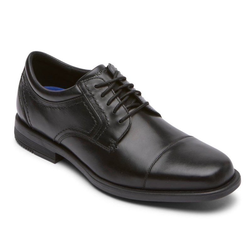 Men Rockport Isaac Cap Toe Oxford Shoes Black USA | HY5-45664