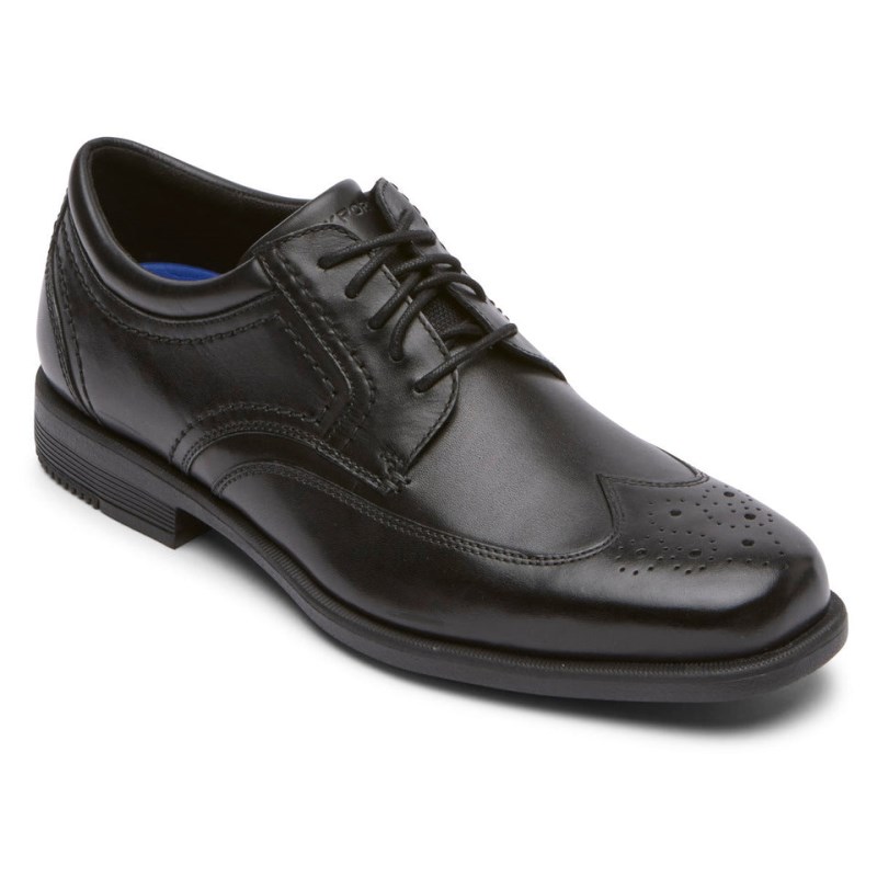 Men Rockport Isaac Wing Tip Dress Shoes Black USA | NS0-62016