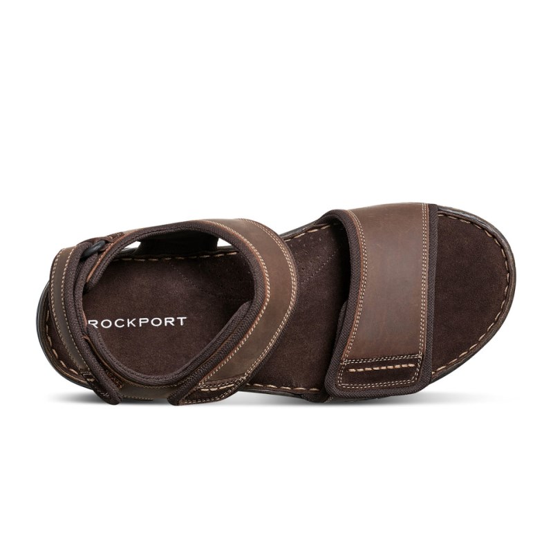 Men Rockport Jasper Quarter Strap Sandals Dark Brown USA | WB1-53265