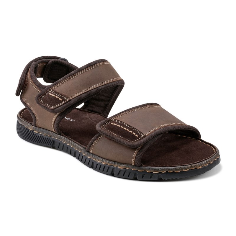 Men Rockport Jasper Quarter Strap Sandals Dark Brown USA | WB1-53265