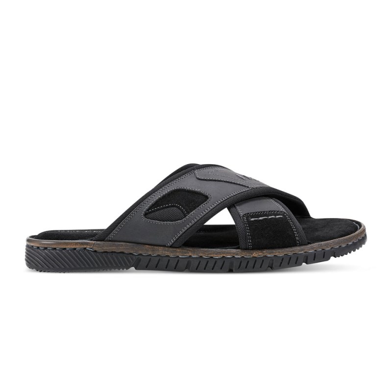 Men Rockport Jasper X Band Sandals Black USA | UJ3-11571