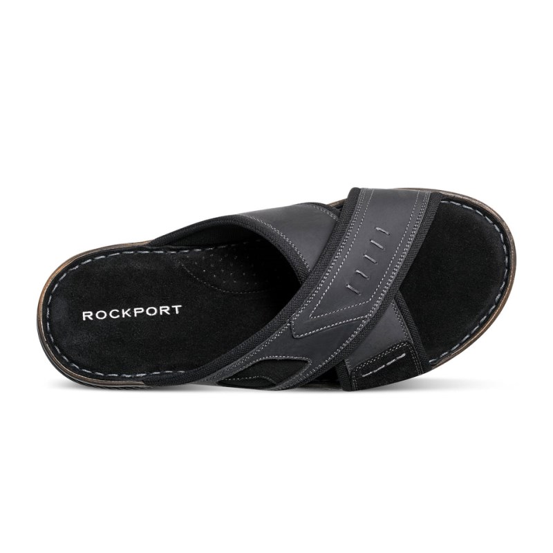 Men Rockport Jasper X Band Sandals Black USA | UJ3-11571