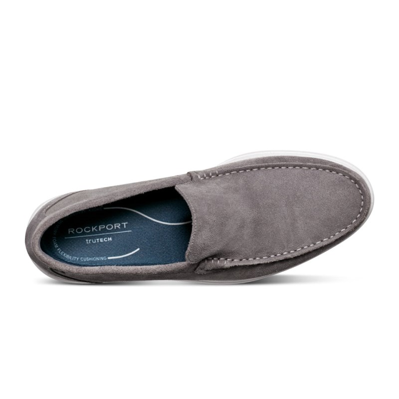 Men Rockport Jensen Casual Slip-on Almond Toe Loafers Dark Grey USA | UF1-06420