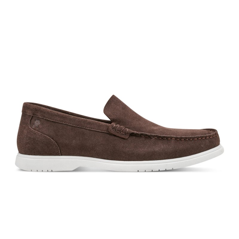 Men Rockport Jensen Casual Slip-on Almond Toe Loafers Dark Brown USA | GA4-75007