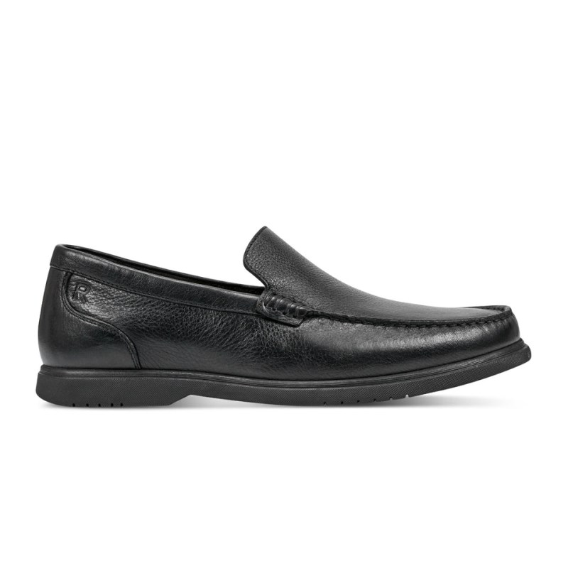 Men Rockport Jensen Casual Slip-on Almond Toe Loafers Black USA | MG6-50015