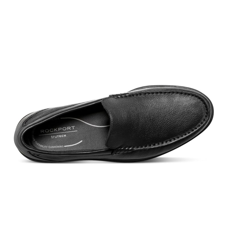 Men Rockport Jensen Casual Slip-on Almond Toe Loafers Black USA | MG6-50015