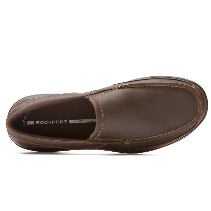 Men Rockport Junction Point Slip-On Loafers Chocolate USA | OY5-19841