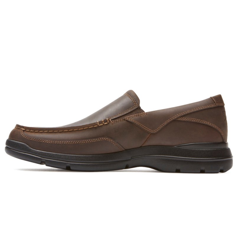 Men Rockport Junction Point Slip-On Loafers Chocolate USA | OY5-19841