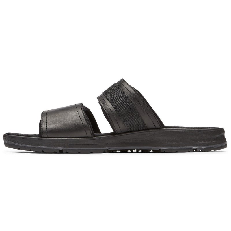 Men Rockport Lucky Bay Dress Slides Black USA | DZ6-25222