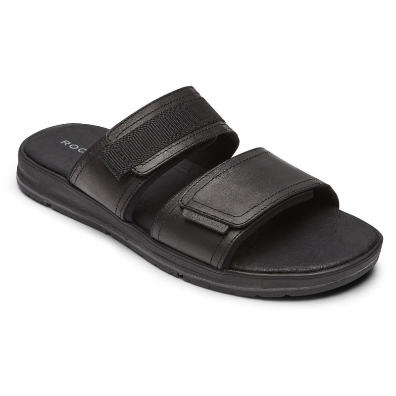 Men Rockport Lucky Bay Dress Slides Black USA | DZ6-25222