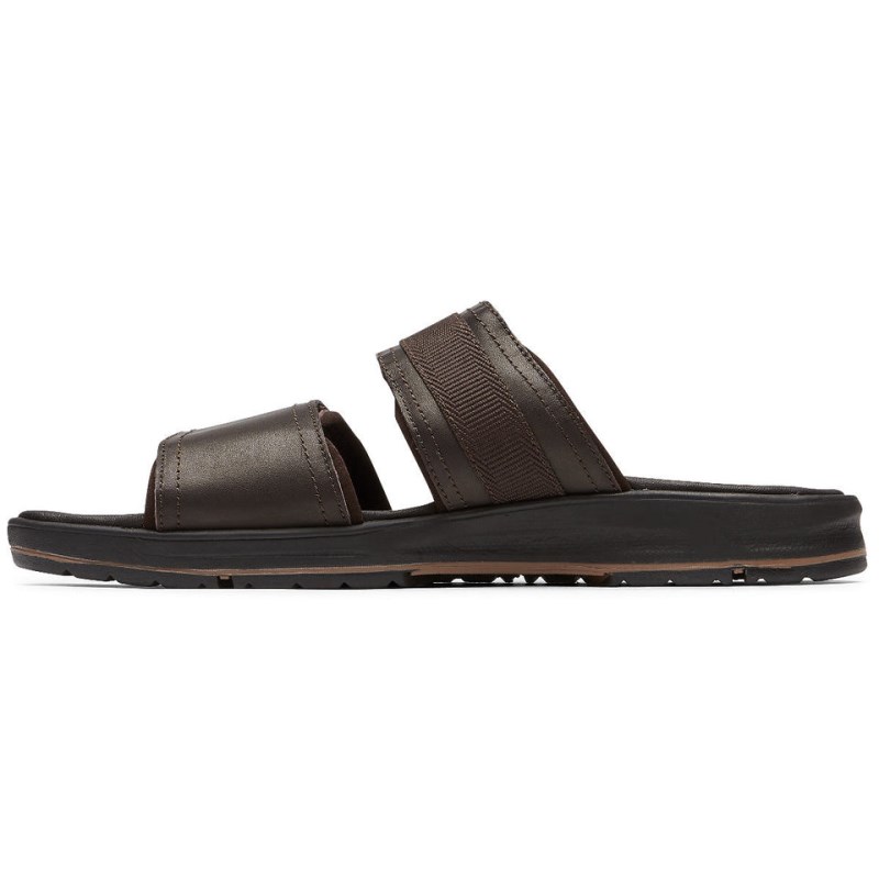 Men Rockport Lucky Bay Dress Slides Brown USA | XN1-68456