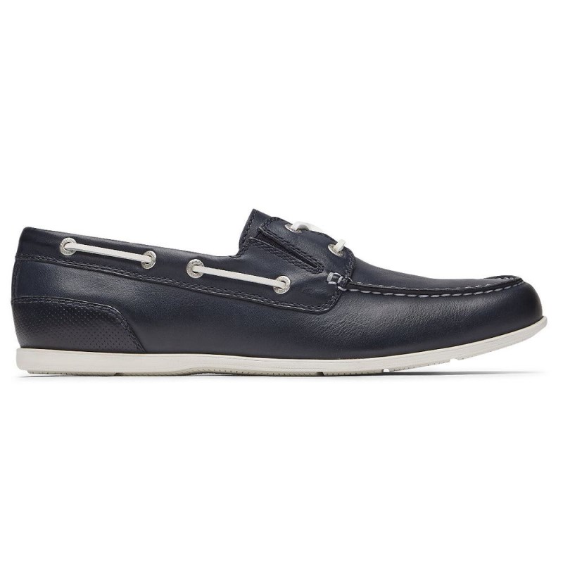 Men Rockport Malcom Camp Boat Shoes Navy USA | DX0-56755