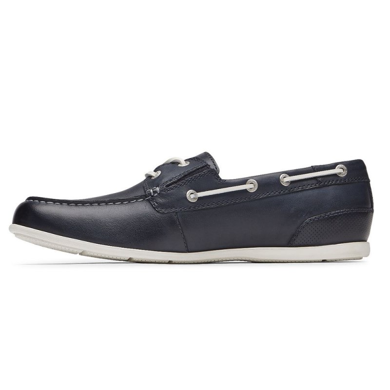 Men Rockport Malcom Camp Boat Shoes Navy USA | DX0-56755